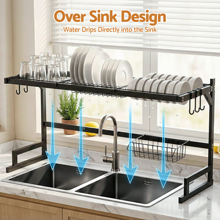 Cefito Dish Drying Rack for Kitchen Storage Organisation Kitchen Sink Organiser Dish Drainer.