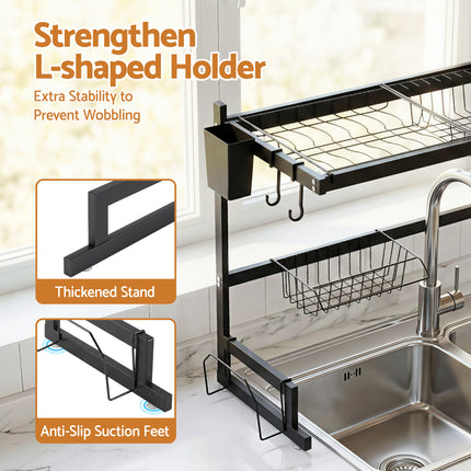 Cefito Dish Drying Rack for Kitchen Storage Organisation Kitchen Sink Organiser Dish Drainer.