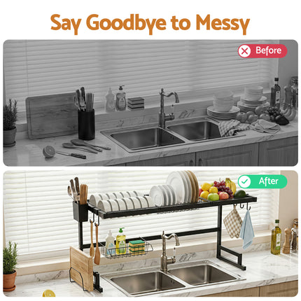 Cefito Dish Drying Rack for Kitchen Storage Organisation Kitchen Sink Organiser Dish Drainer.