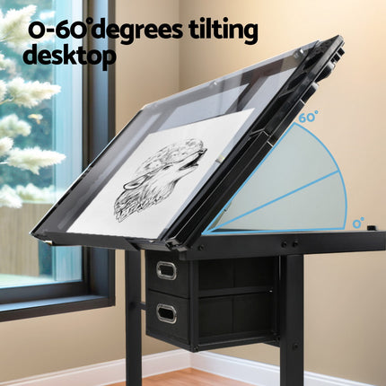 Artiss Drawing Desk Drafting Table Black.