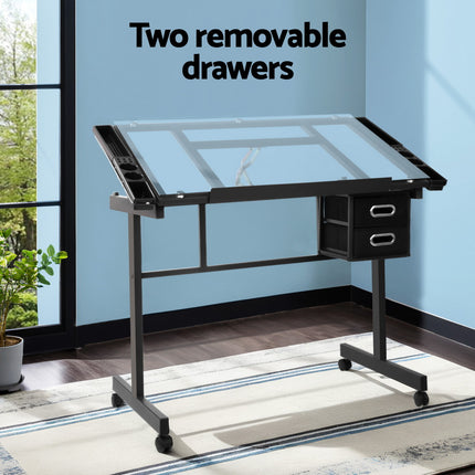 Artiss Drawing Desk Drafting Table Black.