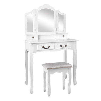 Artiss Dressing Table Stool Set Foldable Mirror White.
