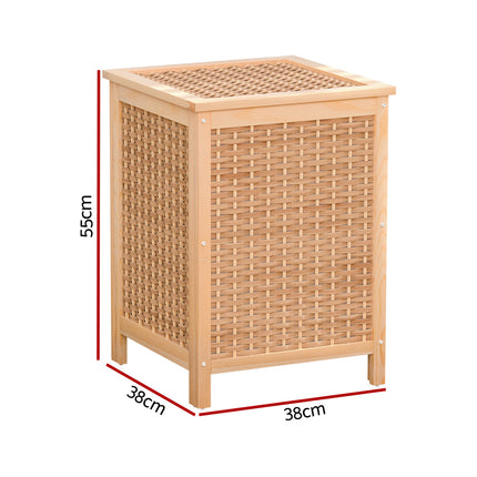 Artiss Laundry Hamper Bathroom Storage Cabinet Wooden Organiser Bag Clothes.