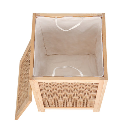 Artiss Laundry Hamper Bathroom Storage Cabinet Wooden Organiser Bag Clothes.