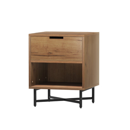 Artiss Bedside Table Drawers Side Table Shelf Storage Nightstand Rust Oak KRAVU.