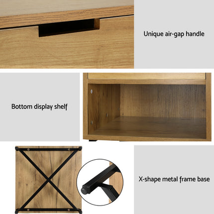 Artiss Bedside Table Drawers Side Table Shelf Storage Nightstand Rust Oak KRAVU.
