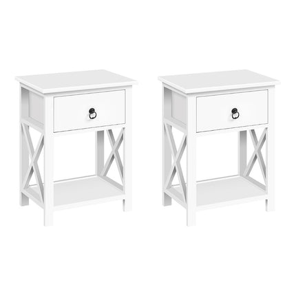 Artiss 2 X Bedside Table 1 Drawer with Shelf - EMMA White.