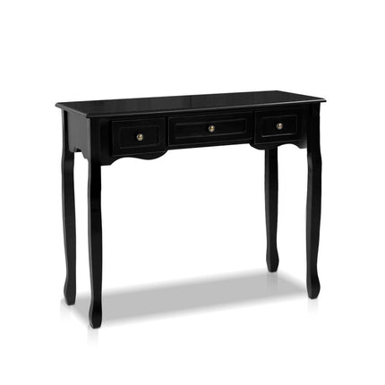 Artiss Console Table 3 Drawers Black Hamptons.