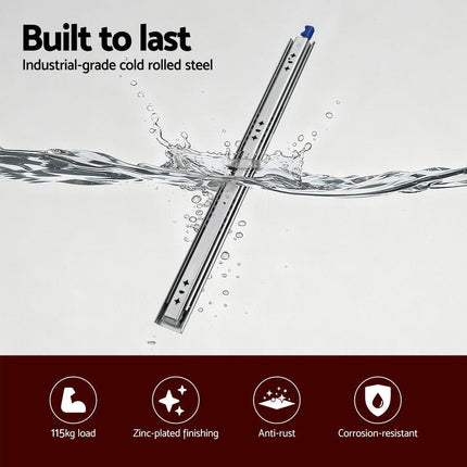 Giantz 2x Drawer Slides Heavy Duty Full Extension Locking 450-900mm Length.
