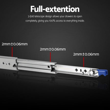 Giantz 2x Drawer Slides Heavy Duty Full Extension Locking 450-900mm Length.