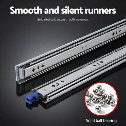 Giantz 2x Drawer Slides Heavy Duty Full Extension Locking 450-900mm Length.