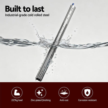 Giantz 2x Drawer Slides Full Extension Locking 227kg 1804-3608mm Length.