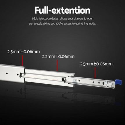 Giantz 2x Drawer Slides Full Extension Locking 227kg 914-1829mm Length.
