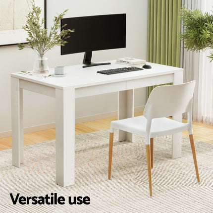 1 Artiss Dining Table and 4 Chairs Set White Wood.