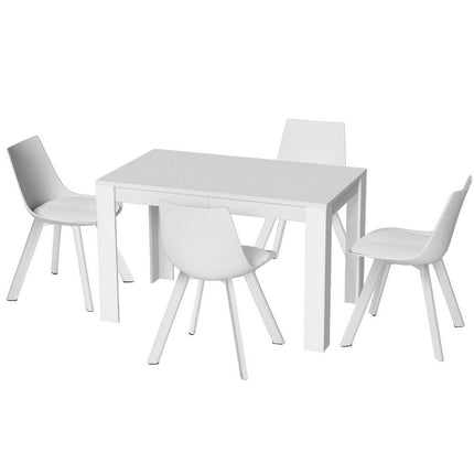 1 Artiss Dining Table and 4 Chairs Set Rectangle White.