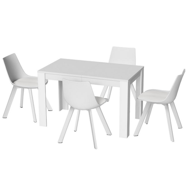 1 Artiss Dining Table and 4 Chairs Set Rectangle White.