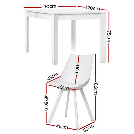 1 Artiss Dining Table and 4 Chairs Set Rectangle White.