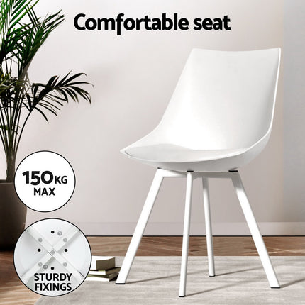 1 Artiss Dining Table and 4 Chairs Set Rectangle White.