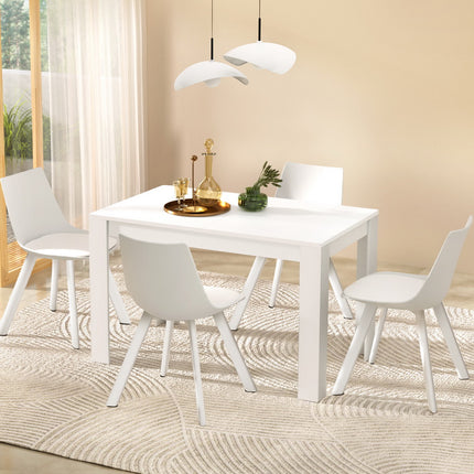 1 Artiss Dining Table and 4 Chairs Set Rectangle White.