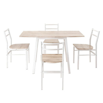 Artiss Dining Table and Chairs Set 5pcs Foldable Kitchen Furniture Natural White.