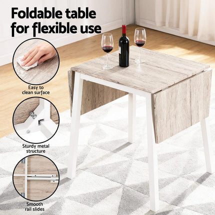 Artiss Dining Table and Chairs Set 5pcs Foldable Kitchen Furniture Natural White.