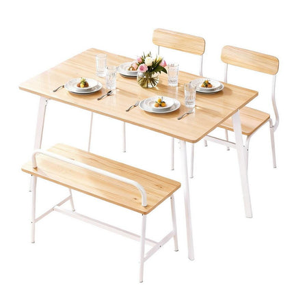 Artiss Dining Table and Chairs Set of 4 Bench Kitchen Furniture Natural and White.