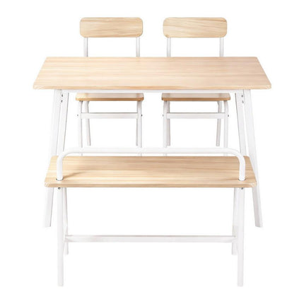 Artiss Dining Table and Chairs Set of 4 Bench Kitchen Furniture Natural and White.