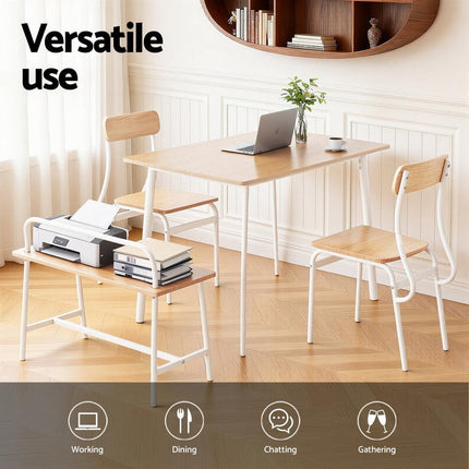 Artiss Dining Table and Chairs Set of 4 Bench Kitchen Furniture Natural and White.