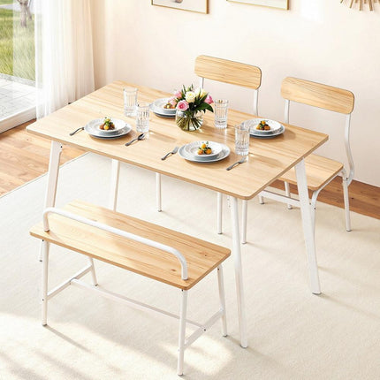 Artiss Dining Table and Chairs Set of 4 Bench Kitchen Furniture Natural and White.