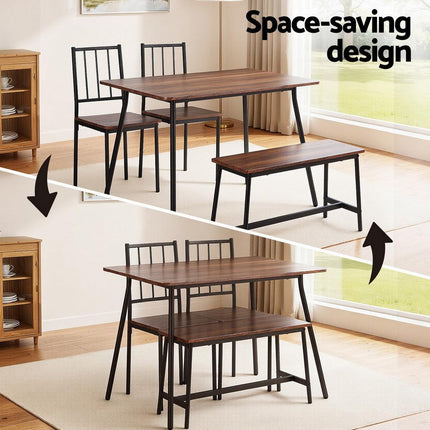 Artiss Dining Table and Chairs Set of 4 Bench Kitchen Furniture Natural and White.