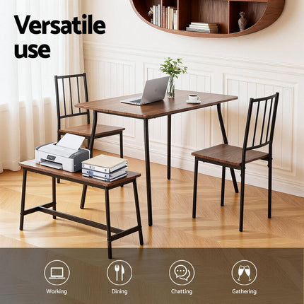 Artiss Dining Table and Chairs Set of 4 Bench Kitchen Furniture Natural and White.