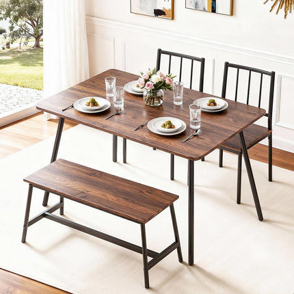Artiss Dining Table and Chairs Set of 4 Bench Kitchen Furniture Natural and White.