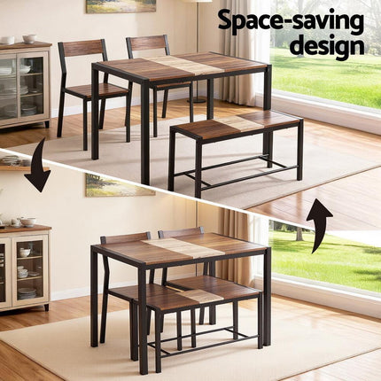 Artiss Dining Table and Chairs Set of 4 Bench Kitchen Furniture Natural and White.