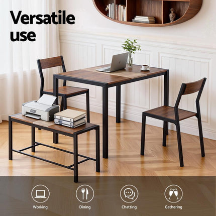 Artiss Dining Table and Chairs Set of 4 Bench Kitchen Furniture Natural and White.