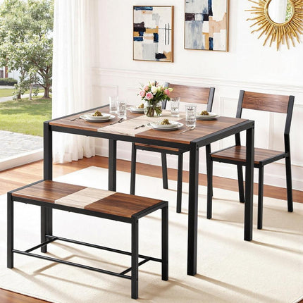 Artiss Dining Table and Chairs Set of 4 Bench Kitchen Furniture Natural and White.