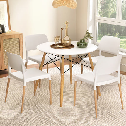 1 Artiss Dining Table and 4 Chairs Set Round White.