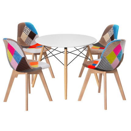 1 Artiss Dining Table and 4 Chairs Set DSW White.
