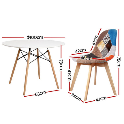 1 Artiss Dining Table and 4 Chairs Set DSW White.