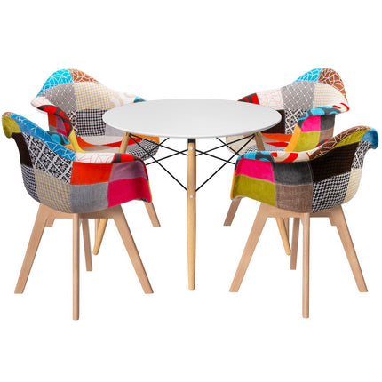 Artiss Bar Table and Stools Set Dining Desk Solid Wood Kitchen Chairs Cafe Pub.
