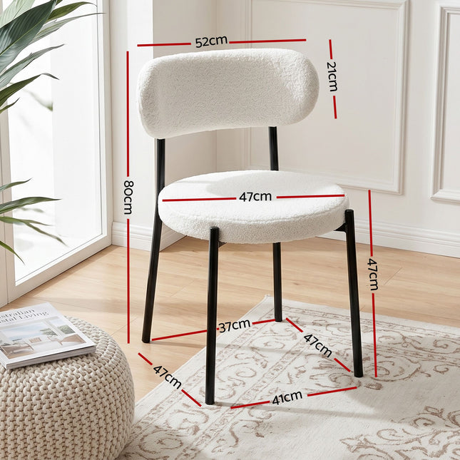 Artiss 200cm Extendable Dining Table Set with 4x Dining Chairs Sherpa White.