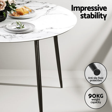 1 Artiss Dining Table and 4 Chairs Set Marble Black.