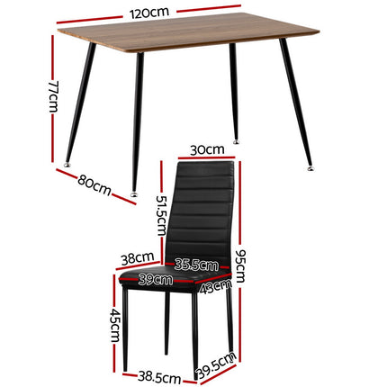 1 Artiss Dining Table and 4 Chairs Set Rectangle Metal.