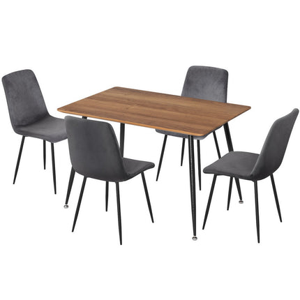 1 Artiss Dining Table and 4 Chairs Set Grey Velvet.