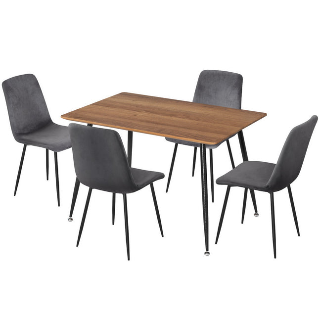 1 Artiss Dining Table and 4 Chairs Set Grey Velvet.