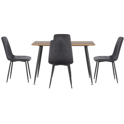 1 Artiss Dining Table and 4 Chairs Set Grey Velvet.