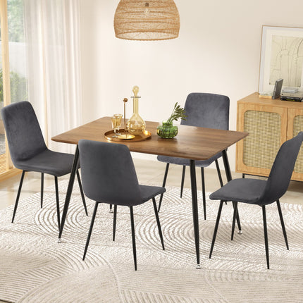 1 Artiss Dining Table and 4 Chairs Set Grey Velvet.