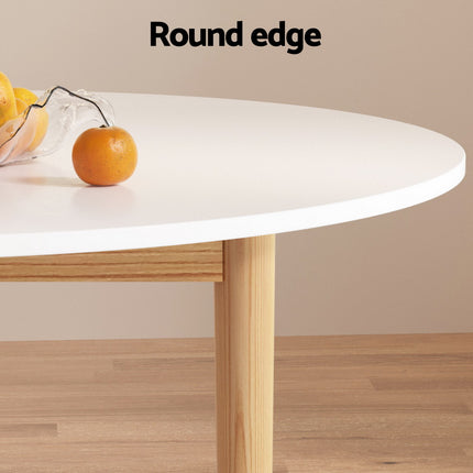 1 Artiss Dining Table and 4 Chairs Set White Wood.