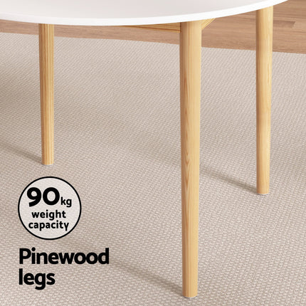 1 Artiss Dining Table and 4 Chairs Set White Wood.