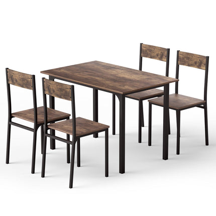 Artiss Dining Table and Chairs Set of 5 Compact Kitchen Furniture Rustic Brown.