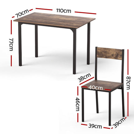 Artiss Dining Table and Chairs Set of 5 Compact Kitchen Furniture Rustic Brown.